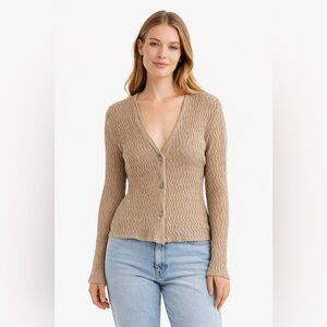 H&M Beige Knit Cardigan Size S 100% Cotton 3 Button